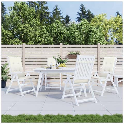 Cuscini Sedia Schiena Alta 4 Crema Mélange 120x50x4 Tessuto - Foto 3