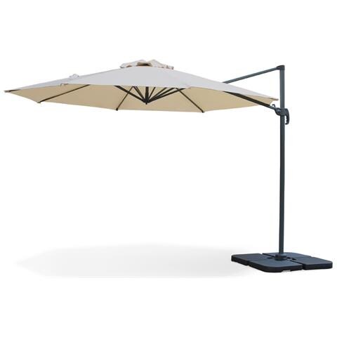 Ombrellone A Da Giardino A Palo Laterale In Alluminio Con Telo Tondo Ø350 Cm In Poliestere Premium Beige - Foto 8