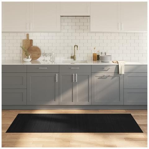 Tappeto Rettangolare Nero 80x200 Cm In Bambù - Foto 1