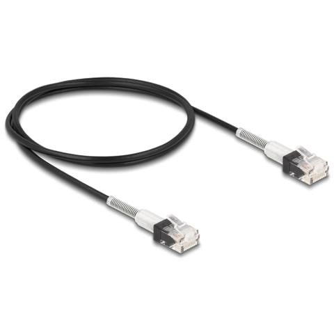 Cavo di rete RJ45 con protezione a doppia curvatura Cat. 6A UTP Slim da 1 m nero - Foto 1