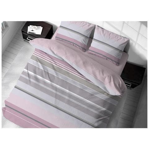 Sacco Copripiumino In 100% Cotone Made Italy Disegno Scia Singolo Rosa - Foto 1