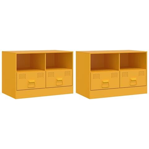 Mobili Tv 2 Pz Giallo Senape 67x39x44 Cm In Acciaio - Foto 2