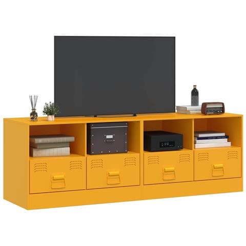 Mobili Tv 2 Pz Giallo Senape 67x39x44 Cm In Acciaio - Foto 3