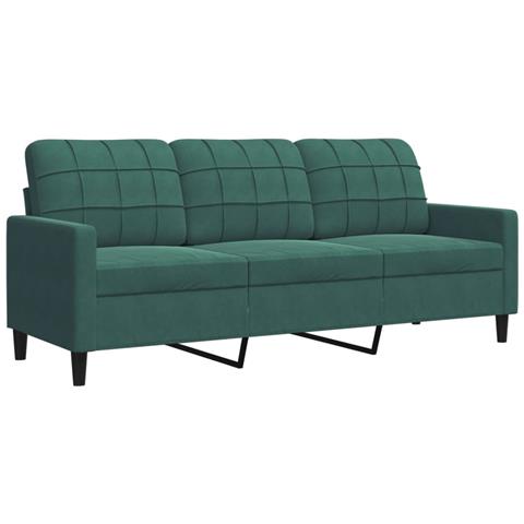 Divano A 3 Posti Verde Scuro 180 Cm In Velluto - Foto 2