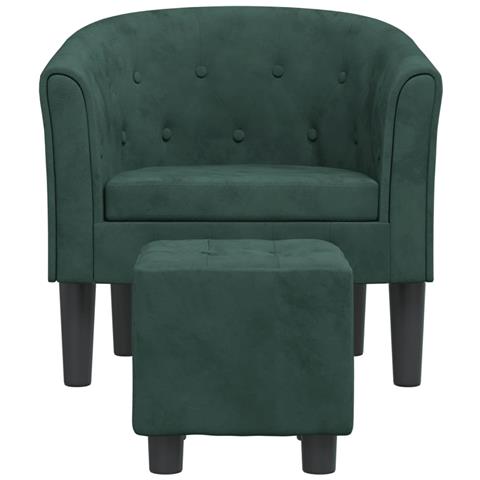 Poltrona Cabriolet Con Poggiapiedi Verde Scuro In Velluto - Foto 3