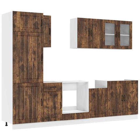 Set Mobili Da Cucina 8 Pz Kalmar Rovere Fumo Legno Multistrato - Foto 2