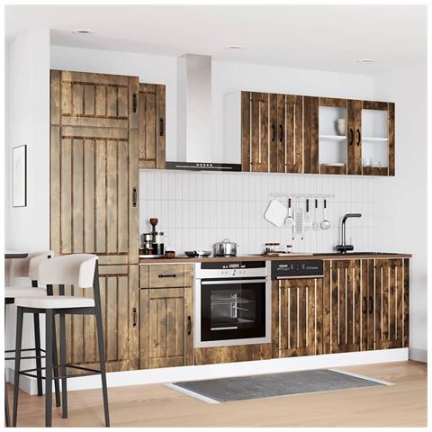 Set Mobili Da Cucina 8 Pz Kalmar Rovere Fumo Legno Multistrato - Foto 3