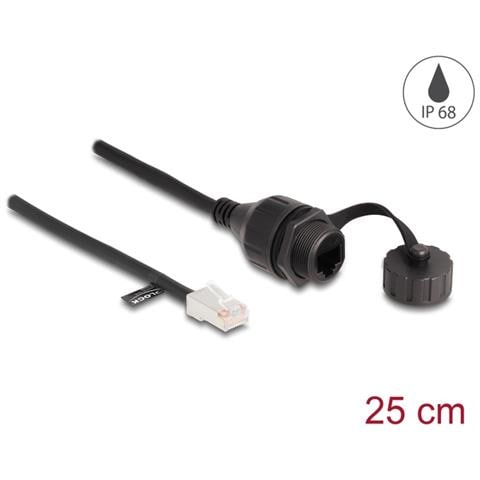 Cavo da RJ45 maschio a RJ45 femmina da incasso con cappuccio di tenuta Cat. 5e FTP IP68 antipolvere e impermeabile da 25 cm nero - Foto 2