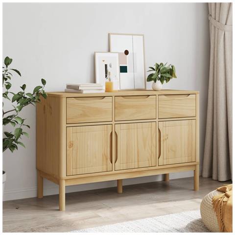 Credenza Floro Marrone Cera 114x43x74 Cm In Legno Di Pino - Foto 3