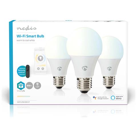 Confezione Da 3 Lampadine A Forma Di Candela In Plastica Led Wi-fi 9w 806lm E27, Bianco - Foto 2