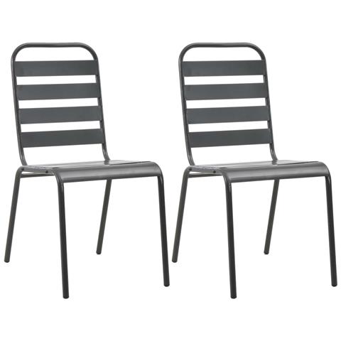 Sedie Da Esterno Impilabili 2 Pz In Acciaio Grigio - Foto 2