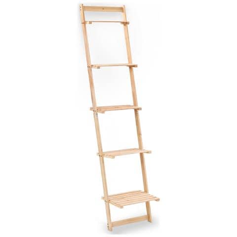 Scala Portaoggetti A Parete In Legno Di Cedro 41,5x30x176 Cm - Foto 2