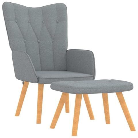 Lusso Casadino -  Poltrona Relax Con Poggiapiedi Grigio Chiaro In Tessuto - Foto 1