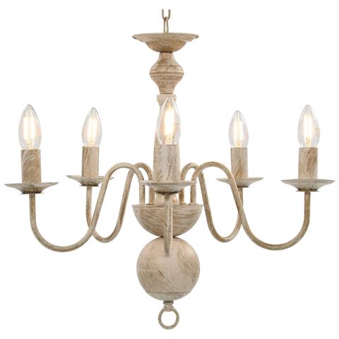 Lusso Casadino - Candelabro Stile Anticato Bianco 5 Lampadine E14 - Foto 2