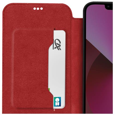 Custodia Per Iphone 12 Mini Pelle Vera Con Supporto E Portacarte, Rosso - Foto 2