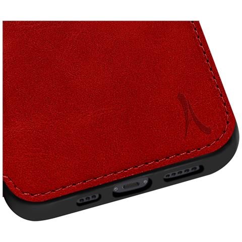 Custodia Per Iphone 12 Mini Pelle Vera Con Supporto E Portacarte, Rosso - Foto 5