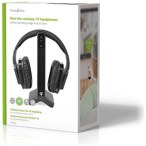 HPRF321BK cuffia e auricolare Cuffie Wireless A Padiglione TV Base di ricarica Nero - Foto 2