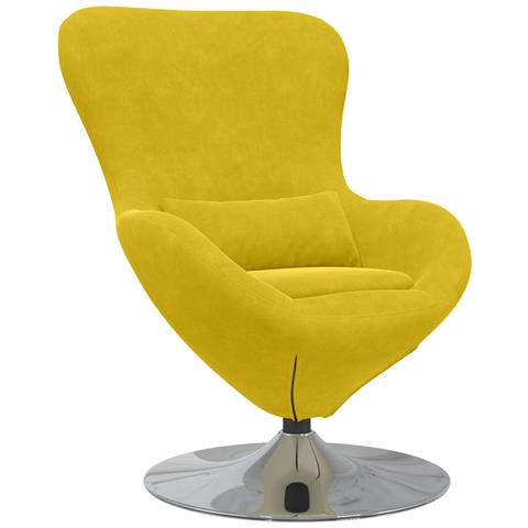 Poltrona a Uovo in Velluto Giallo - Foto 1