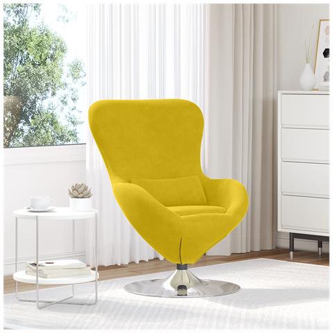 Poltrona a Uovo in Velluto Giallo - Foto 2