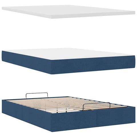 Pouf Letto con Materasso e LED Blu 140x190 cm - Foto 9