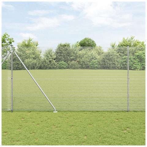 Recinzione in Rete Saldata con 13 Pali a Punta 1.6x25 m Acciaio Zincato - Foto 2