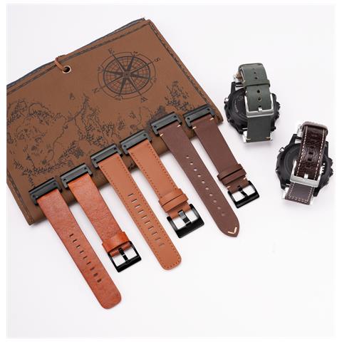 Cinturino In Vera Pelle Stile Retrò Compatibile Con Garmin Fenix 8/fenix 7x /fenix 3 Brown 20 Mm - Foto 4