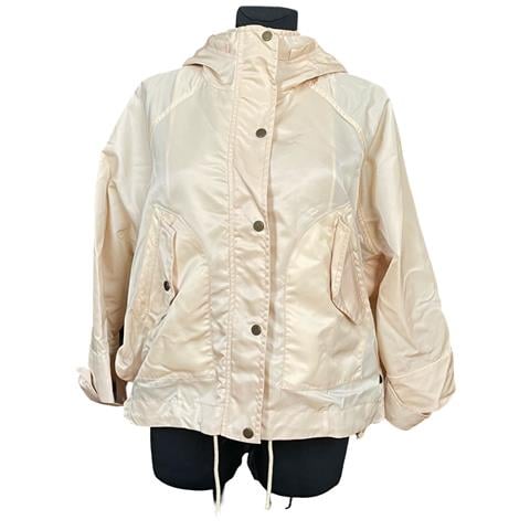 Giacca Da Donna Comoda Leggera Antipioggia Con Cappuccio Beige Taglia S - Foto 1