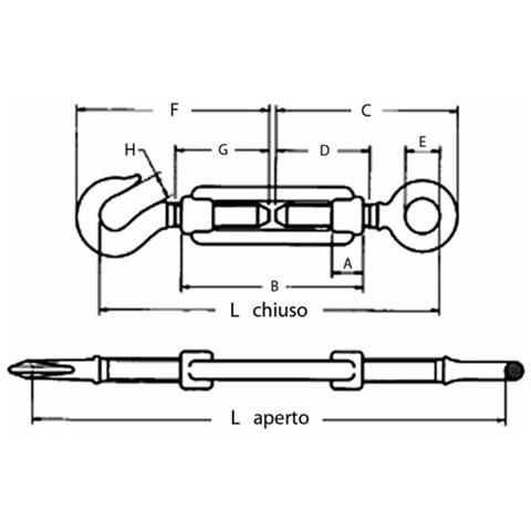 Tenditore Occhio Gancio Acciaio Ø 5/16"" L Min 162mm Confezione Da 10 Pezzi - Foto 2