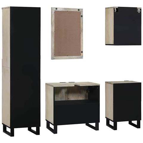 Set di mobili per il bagno 5 pcs Marrone noce 38 x 33 x 160 cm - Foto 9