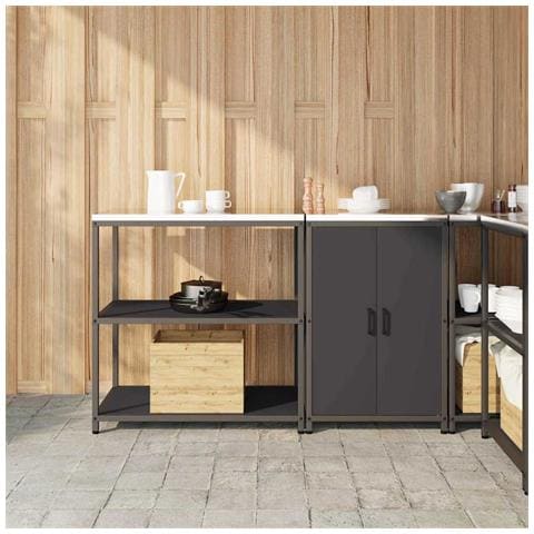 Set di Stoccaggio per Cucina 2 pcs Nero 150 x 50 x 92 cm - Foto 2