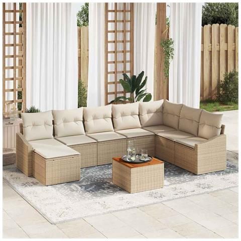 Set Divano da Giardino 9 pcs Beige e bianco - Foto 2