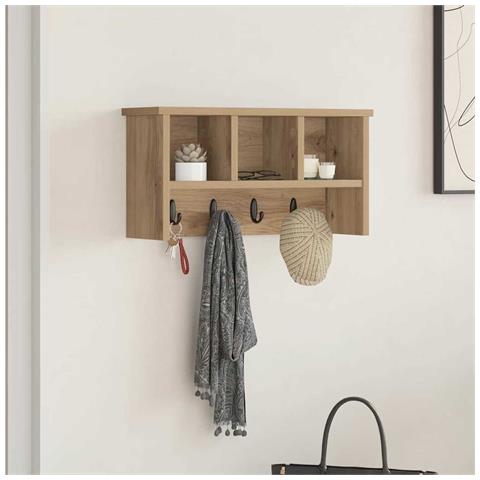 Appendiabiti a muro rovere artigianale 50 x 16 x 26 cm - Foto 2