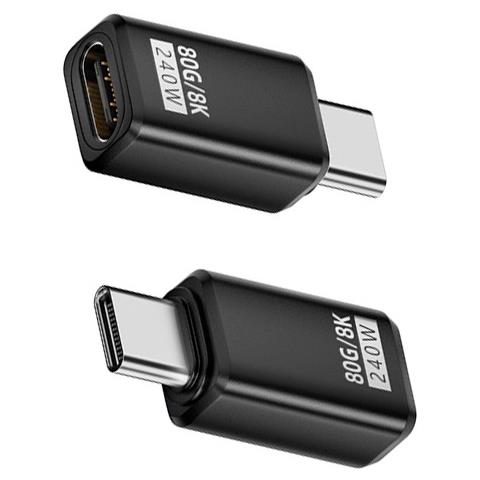 Adattatore Usb-c Femmina A Maschio 240w 80gbps - Connettore Dritto (confezione Da 2) Black - Foto 1