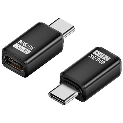Adattatore Usb-c Femmina A Maschio 240w 80gbps - Connettore Dritto (confezione Da 2) Black - Foto 3