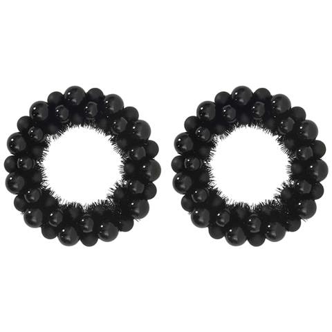Corone di Palline di Natale 2 pcs Nero 33 x 33 x 7 cm - Foto 1
