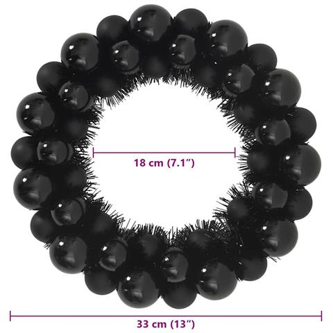 Corone di Palline di Natale 2 pcs Nero 33 x 33 x 7 cm - Foto 8
