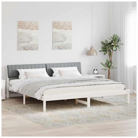 Struttura del Letto Bianco e grigio chiaro 200 x 200 cm - Foto 2