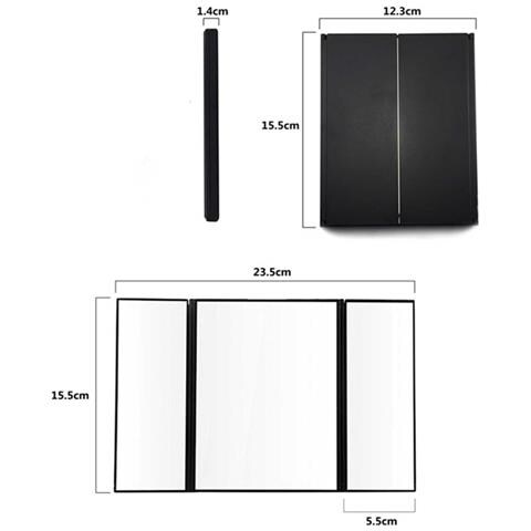 Specchio Da Trucco Tri-fold Con Luce, Specchio Portatile Con Supporto Regolabile Black - Foto 5