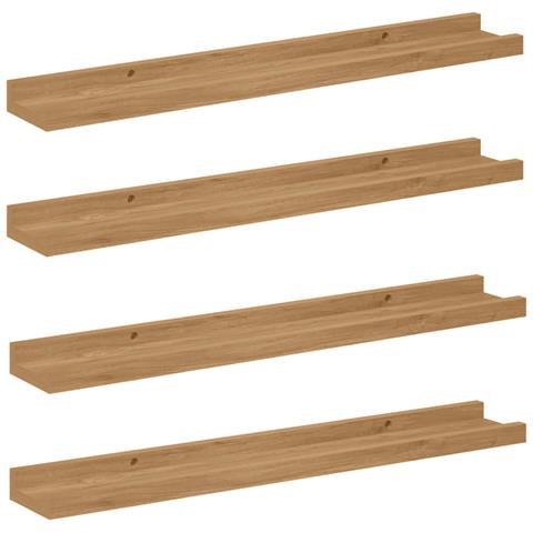 Scaffale da parete con lo scaffale 4 pcs Marrone 60 x 9 x 3 cm - Foto 1