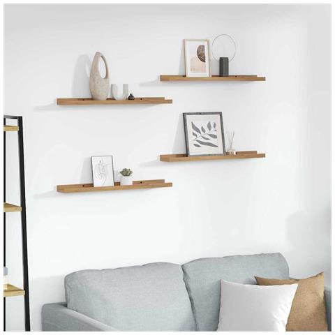 Scaffale da parete con lo scaffale 4 pcs Marrone 60 x 9 x 3 cm - Foto 2