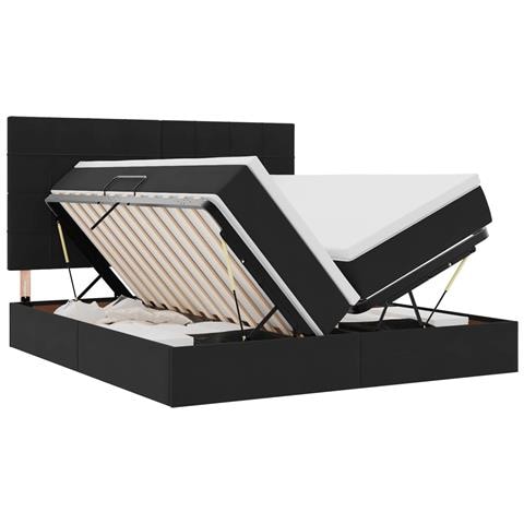 Letto con luci a strisce a LED Nero 200 x 200 cm Velluto - Foto 1