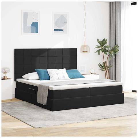 Letto con luci a strisce a LED Nero 200 x 200 cm Velluto - Foto 2