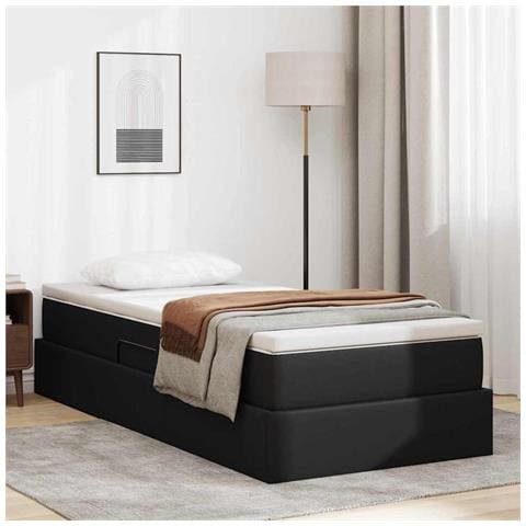Letto con contenitore e materasso Nero 90 x 200 cm - Foto 2