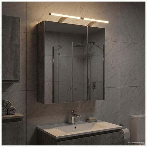 Mobiletto per specchio da bagno con lo scaffale Grigio cemento - Foto 2