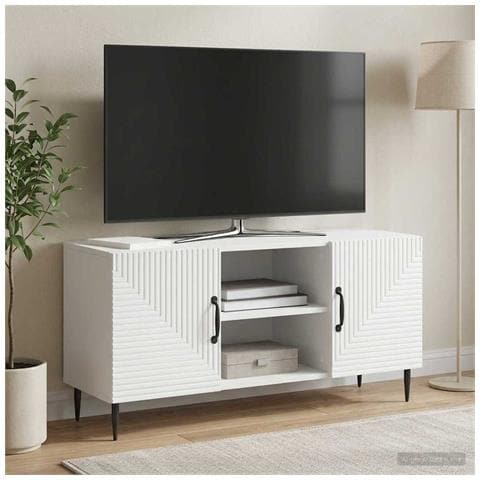 Mobile TV Bianco 102 x 34,5 x 50 cm Legno ingegnerizzato - Foto 2