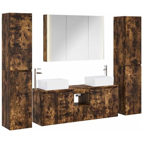 Set di mobili per il bagno 6 pcs Rovere Fumo - Foto 1