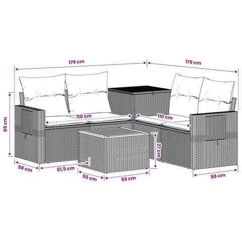 Set di divani 6 pz Grigio e Grigio Scuro - Foto 10