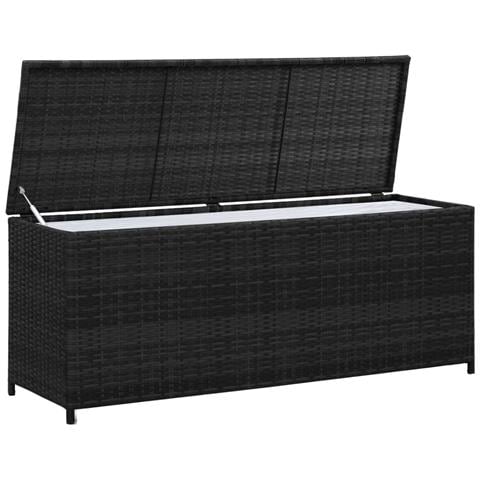Baule da Giardino Nero 150x50x60 cm in Polyrattan - Foto 2