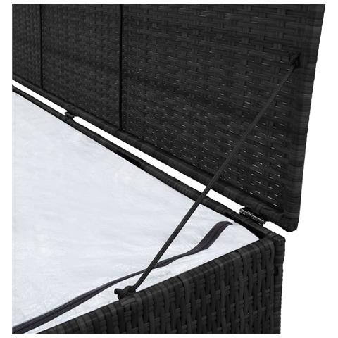 Baule da Giardino Nero 150x50x60 cm in Polyrattan - Foto 4