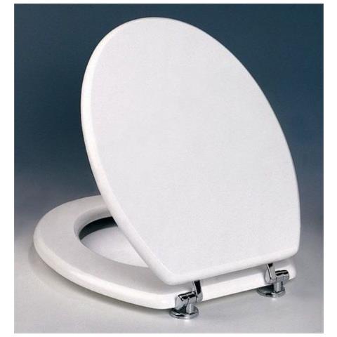 Copriwater Sedile Tavoletta Tazza Bagno Wc Universale In Legno Rivestito Bianco - Foto 2